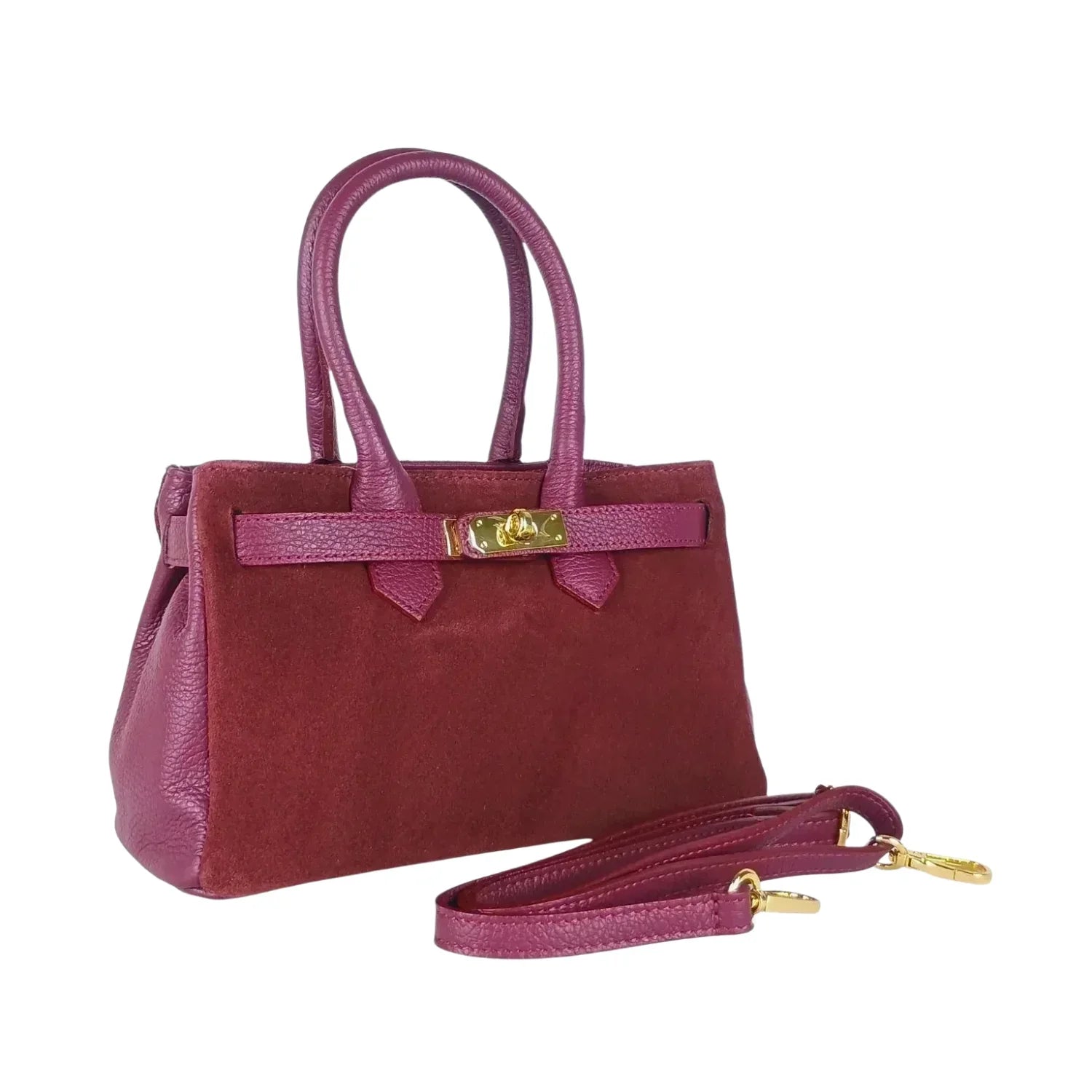 Borsa a Mano in Pelle Scamosciata Bordeaux The Velinara - borsa camoscio bordeaux