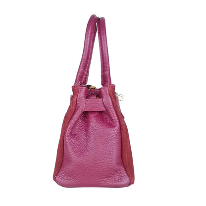 Borsa a Mano in Pelle Scamosciata Bordeaux The Velinara - borsa pelle fucsia