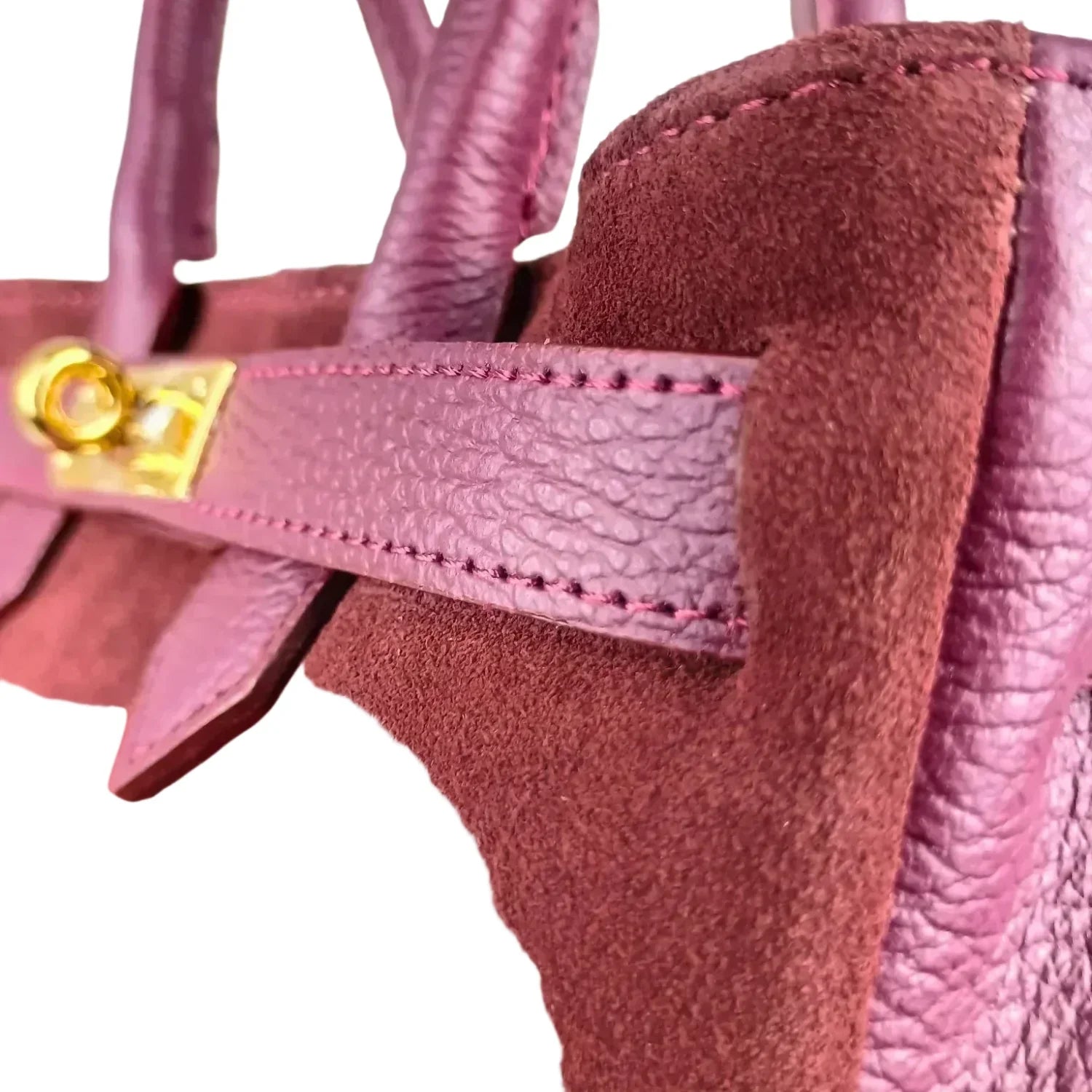 Borsa a Mano in Pelle Scamosciata Bordeaux The Velinara - lussuosa borsa birkin