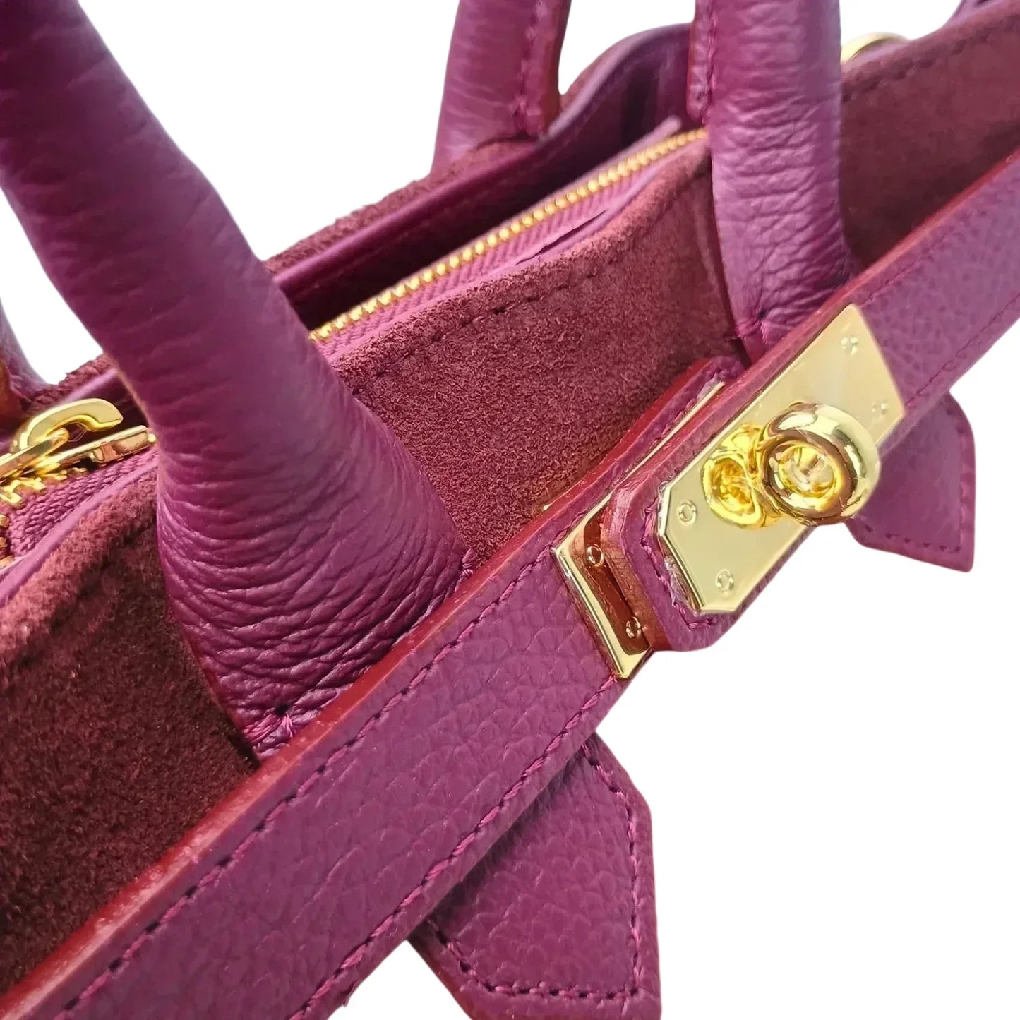 Borsa a Mano in Pelle Scamosciata Bordeaux The Velinara - borsa pelle viola