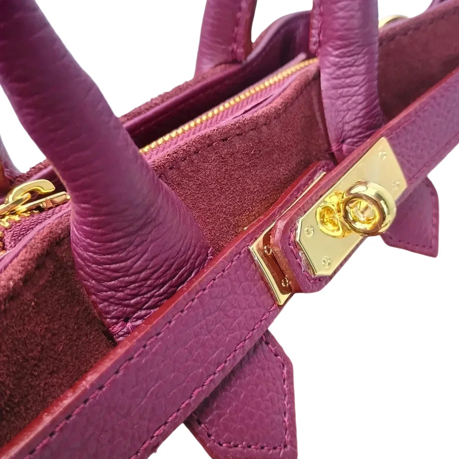 Borsa a Mano in Pelle Scamosciata Bordeaux The Velinara - borsa pelle viola