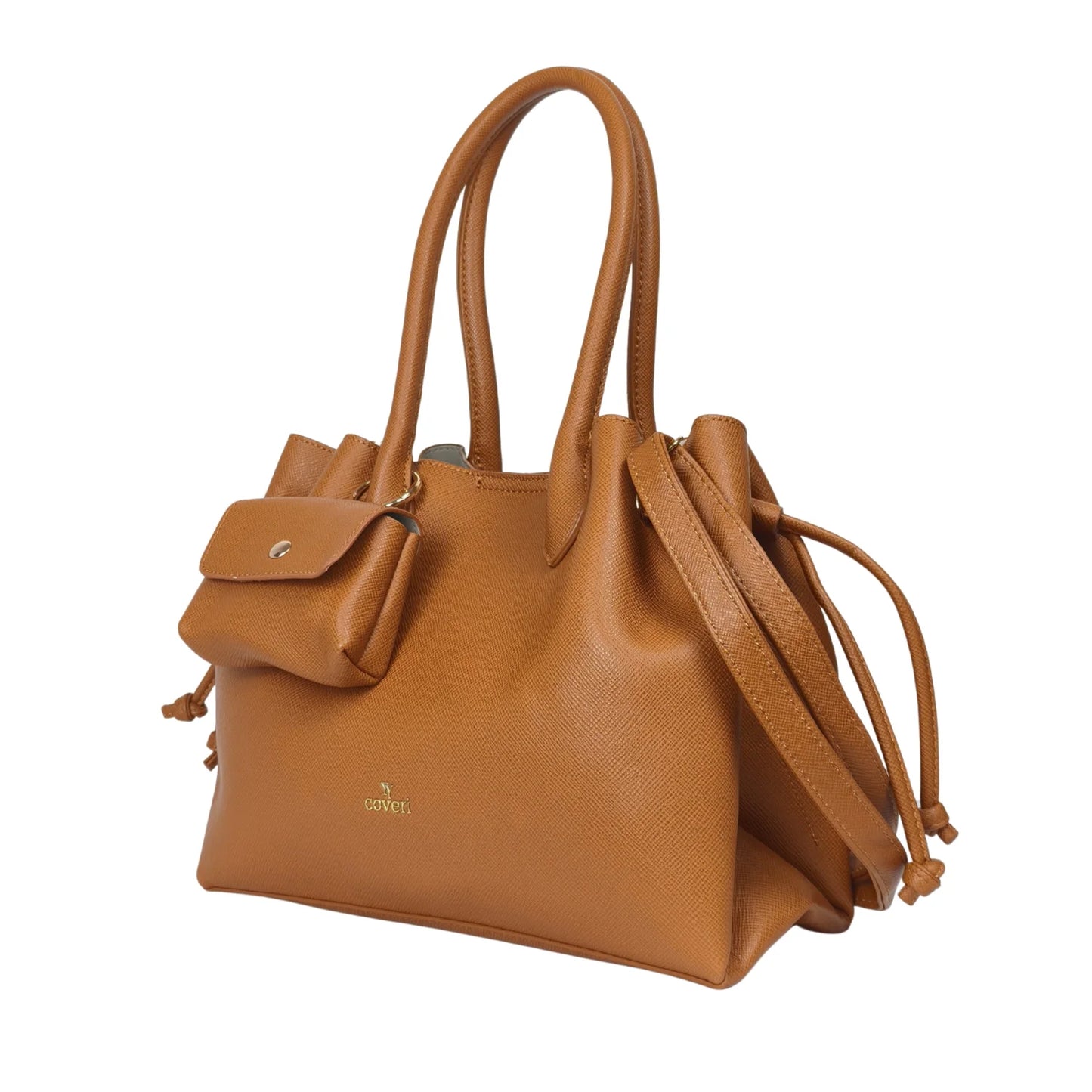 Borsa a Mano Strutturata Color Cuoio con Tracolla Staccabile - borsa pelle color