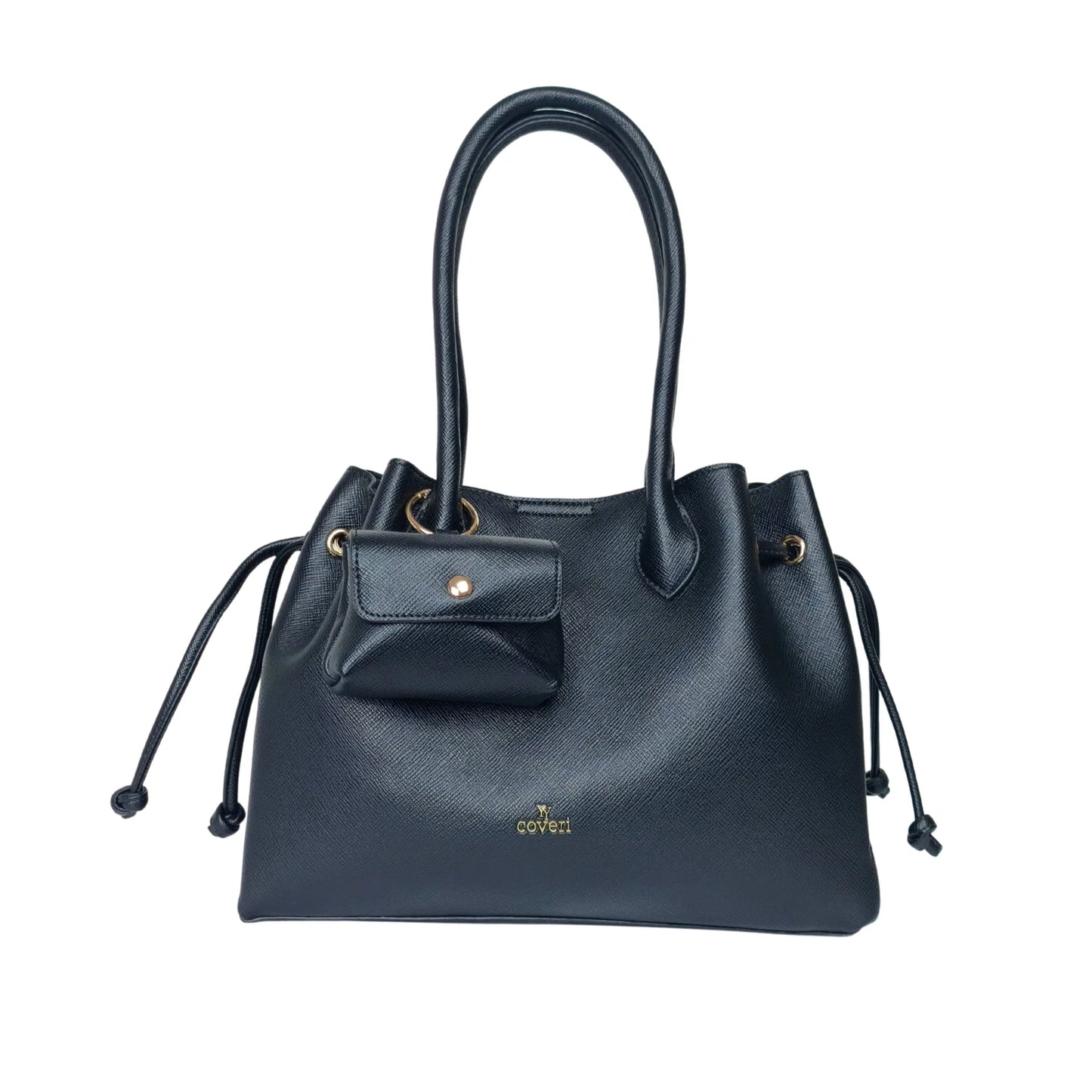 Borsa a Mano Strutturata Color Cuoio con Tracolla Staccabile - borsa pelle nera