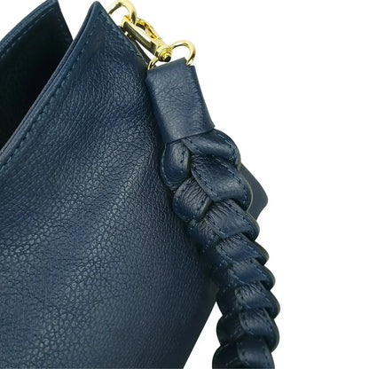 Borsa a Spalla Amora Classico in Pelle Blu Navy - borsa pelle blu