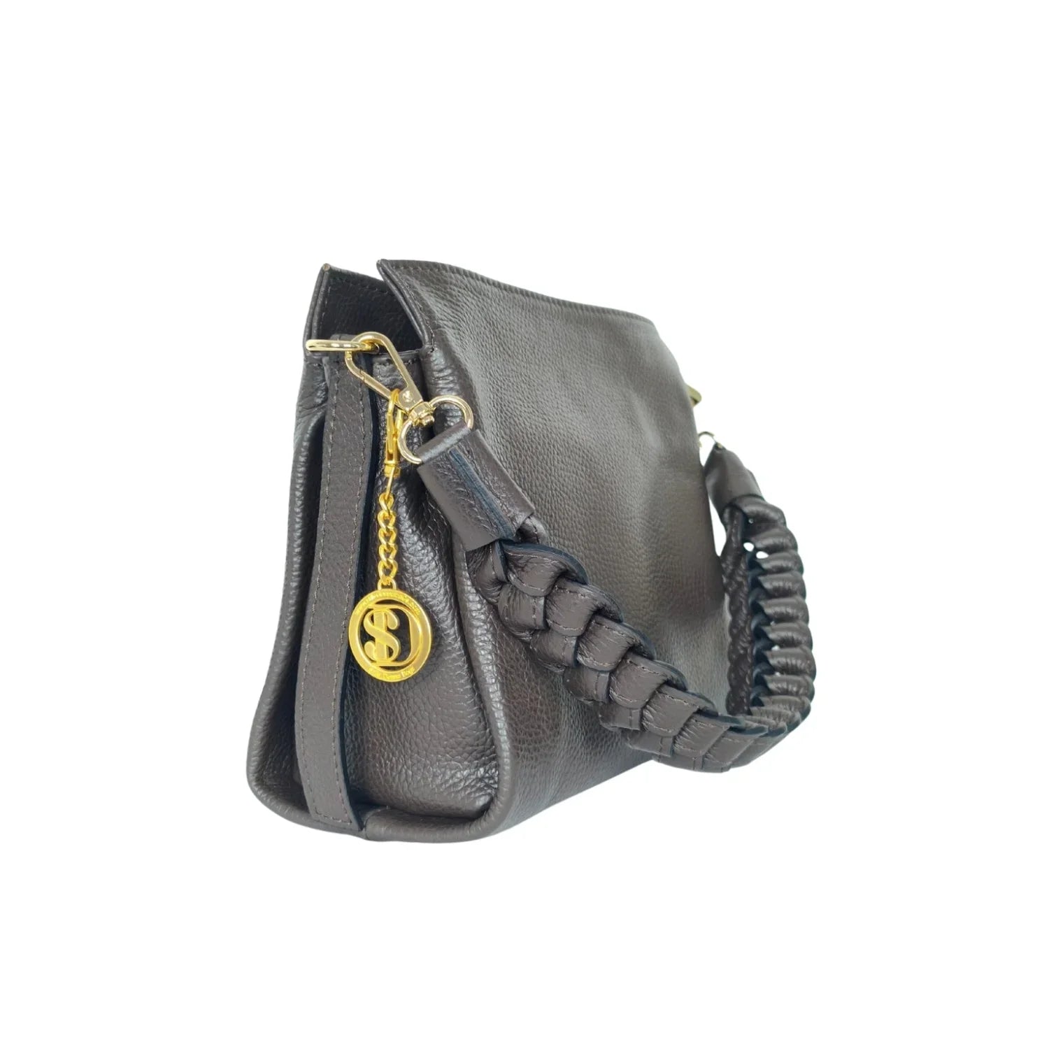 Borsa a Spalla Amora Classico in Pelle Blu Navy - borsa tracolla pelle