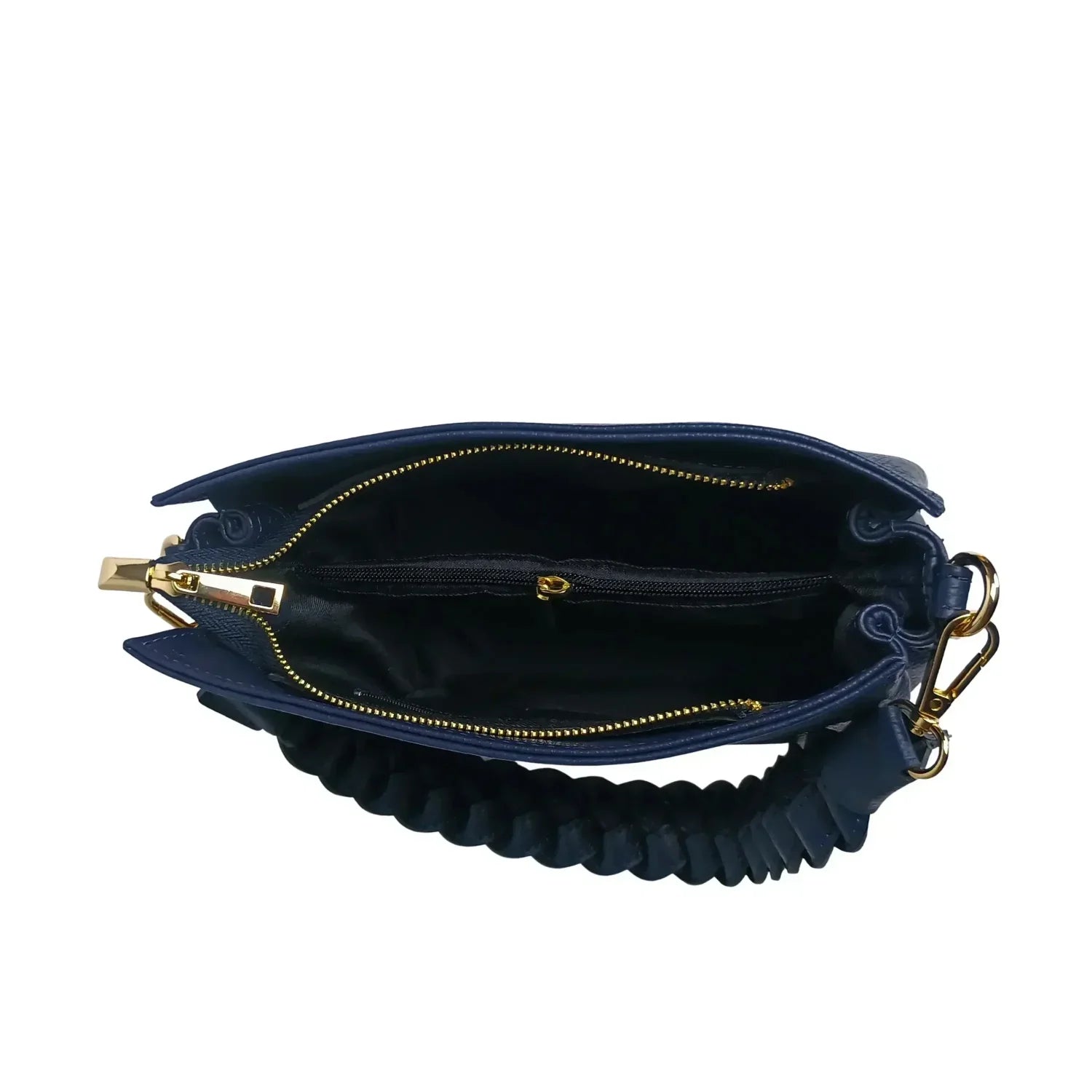 Borsa a Spalla Amora Classico in Pelle Blu Navy - borsa tracolla pelle