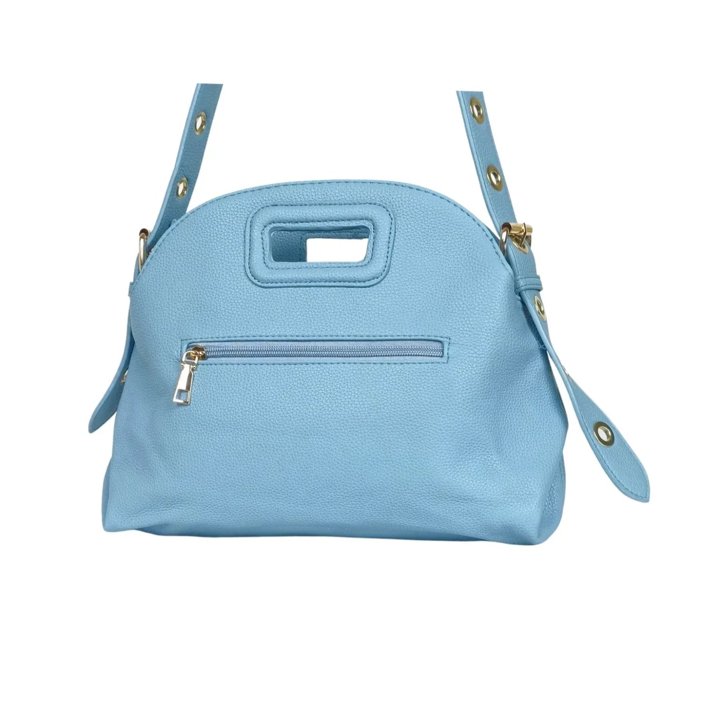 Borsa a spalla con occhielli circolari oro - borsa pelle testurizzata