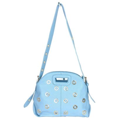 Borsa a spalla con occhielli circolari oro - borsa tracolla pelle