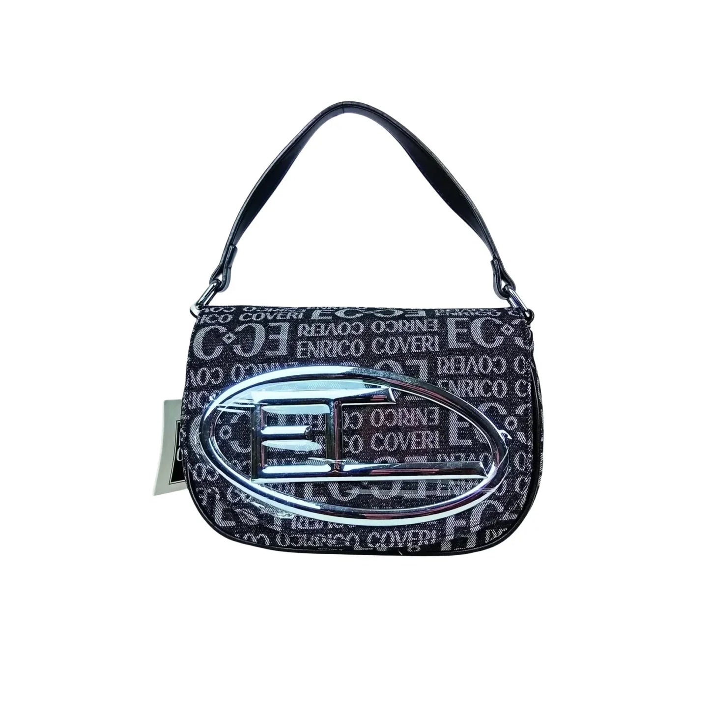 Borsa a Spalla Enrico Coveri con Logo e Tracolla - borsa nera enrico