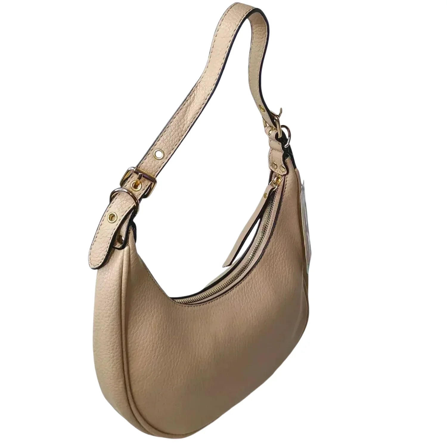 Borsa a Spalla Hobo in Pelle Beige - borsa hobo pelle
