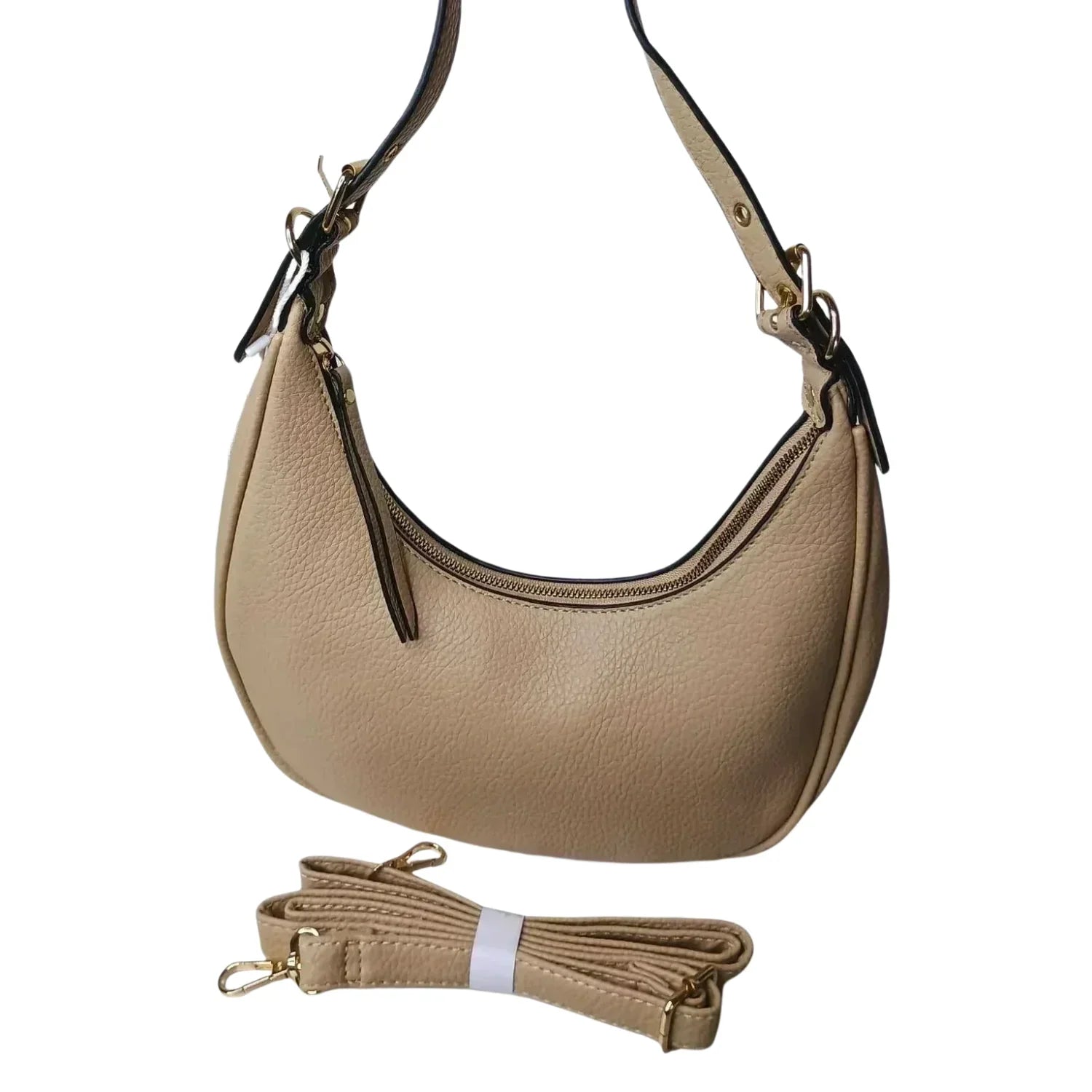 Borsa a Spalla Hobo in Pelle Beige - borsa hobo pelle