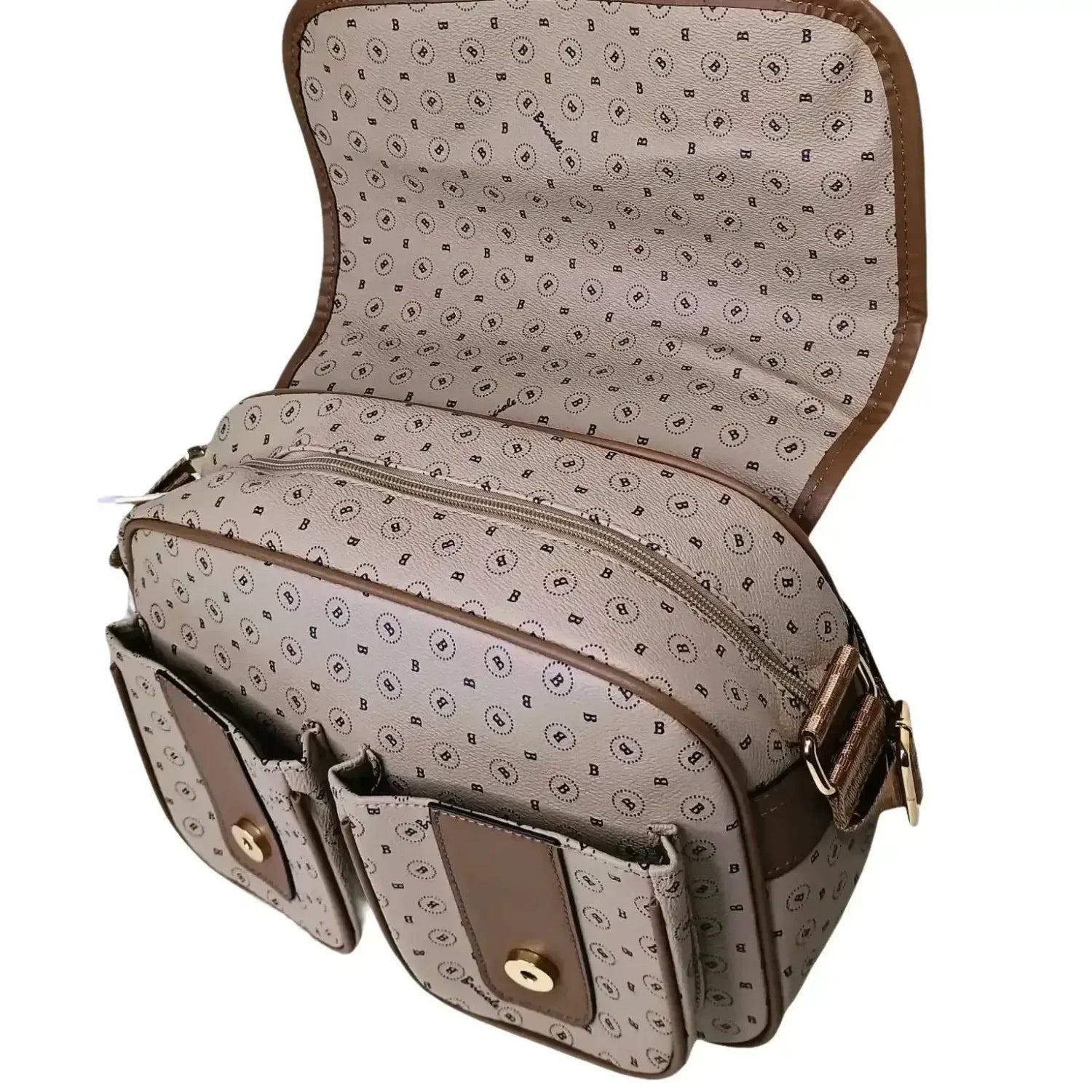 Borsa a Tracolla Briciole Beige in Pelle Microfibra - borsa tracolla beige