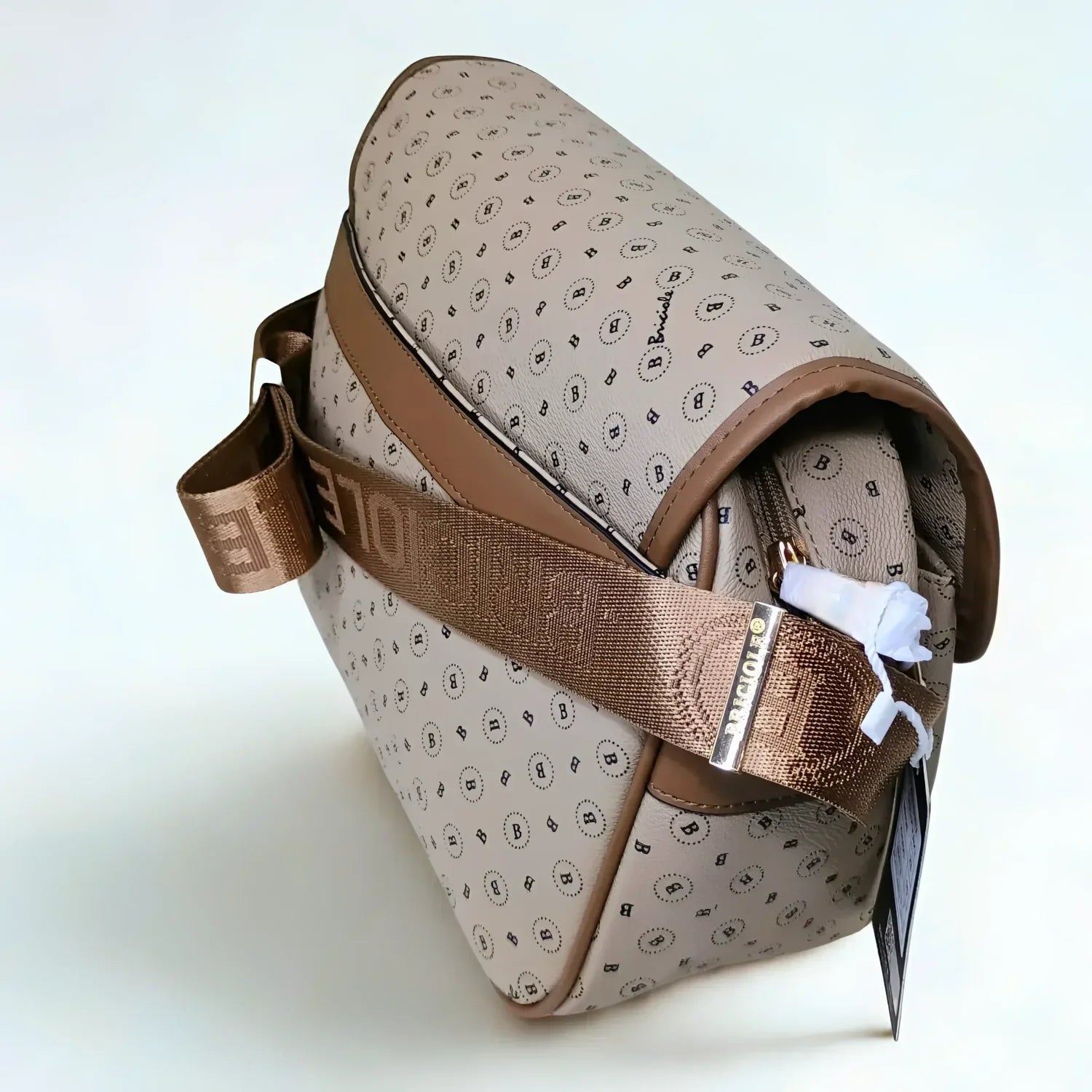Borsa a Tracolla Briciole Beige in Pelle Microfibra - borsa tracolla beige