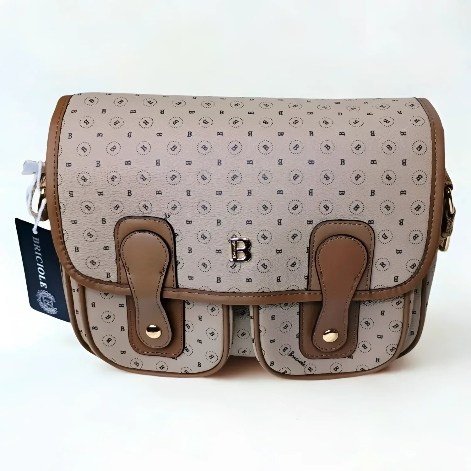 Borsa a Tracolla Briciole Beige in Pelle Microfibra - borsetta tracolla beige