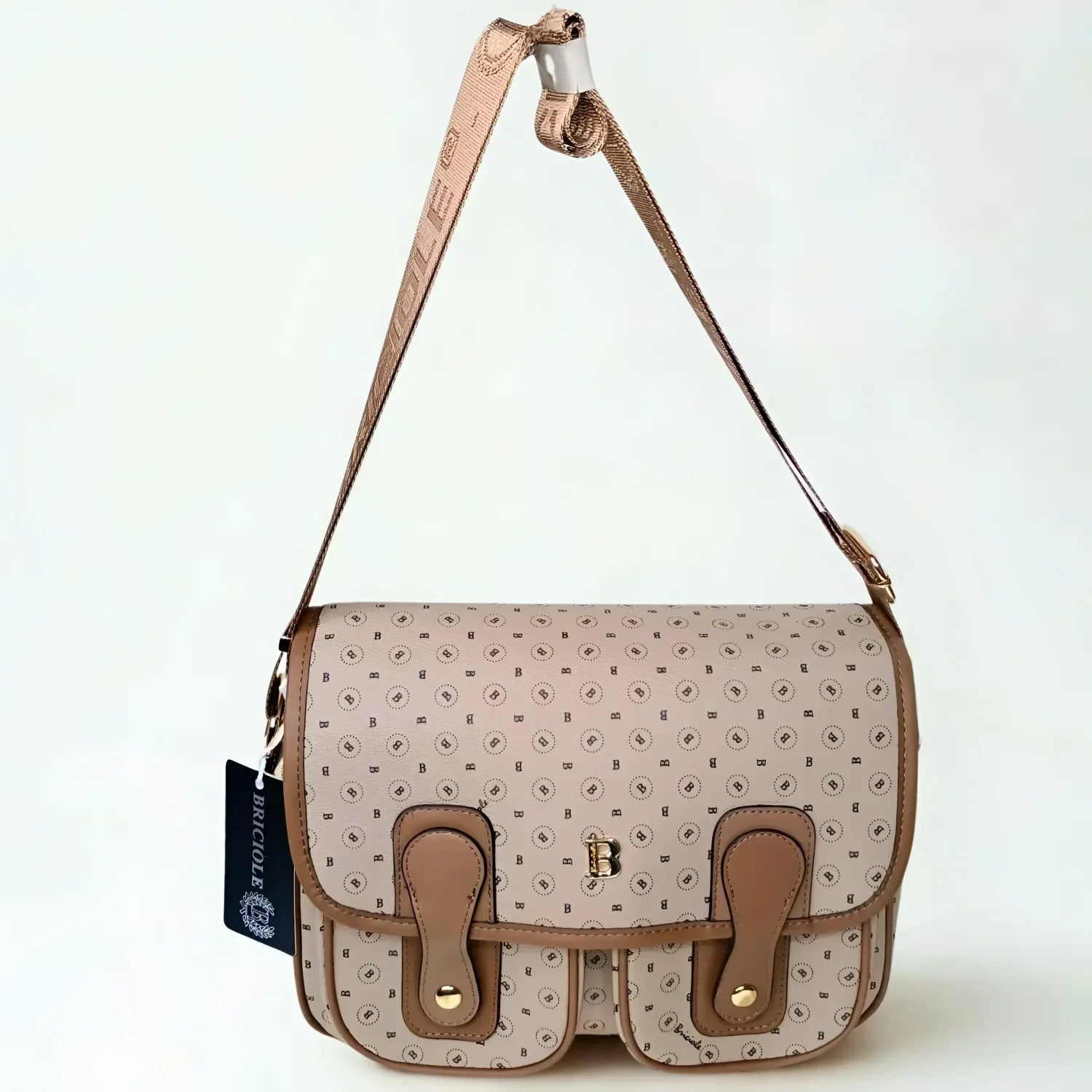 Borsa a Tracolla Briciole Beige in Pelle Microfibra - borsa tracolla motivo