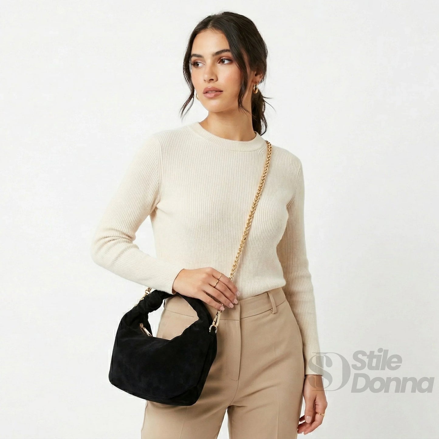 Borsa hobo a spalla in suede Made Italy - borsa velluto