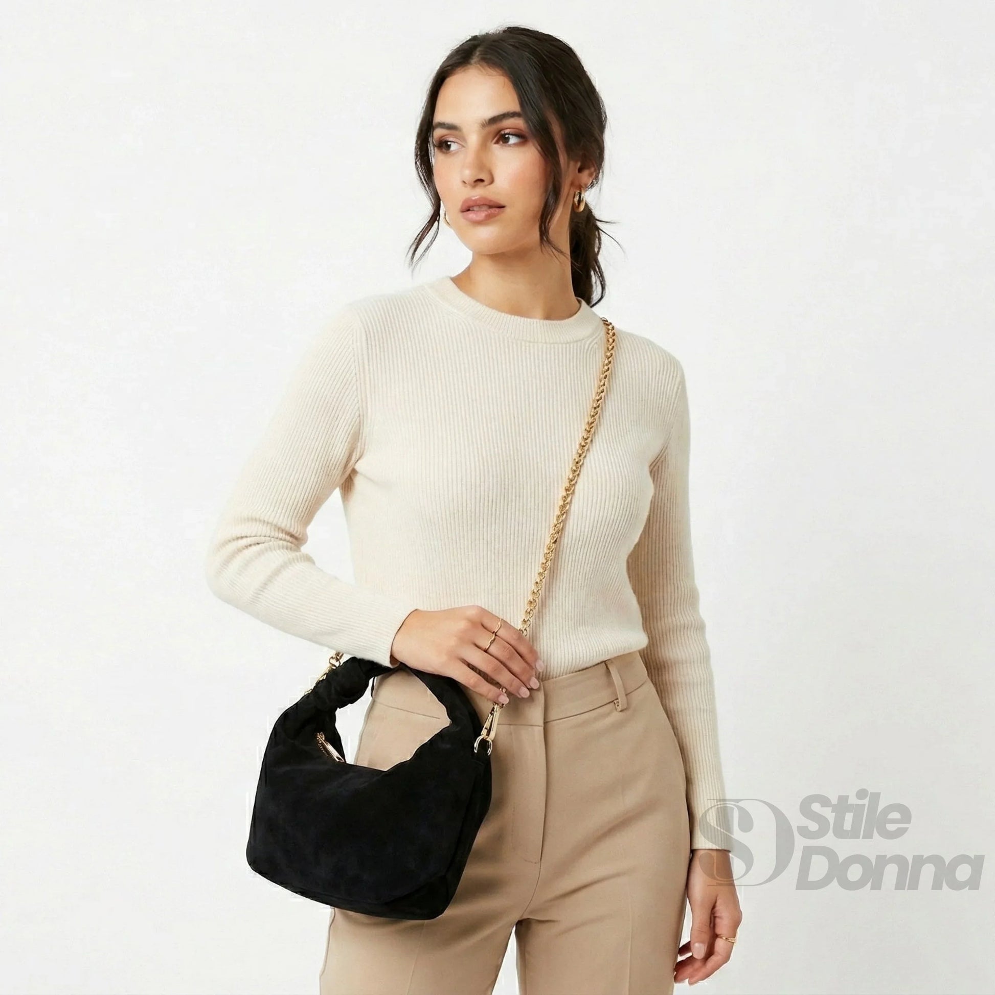 Borsa hobo a spalla in suede Made Italy - borsa velluto