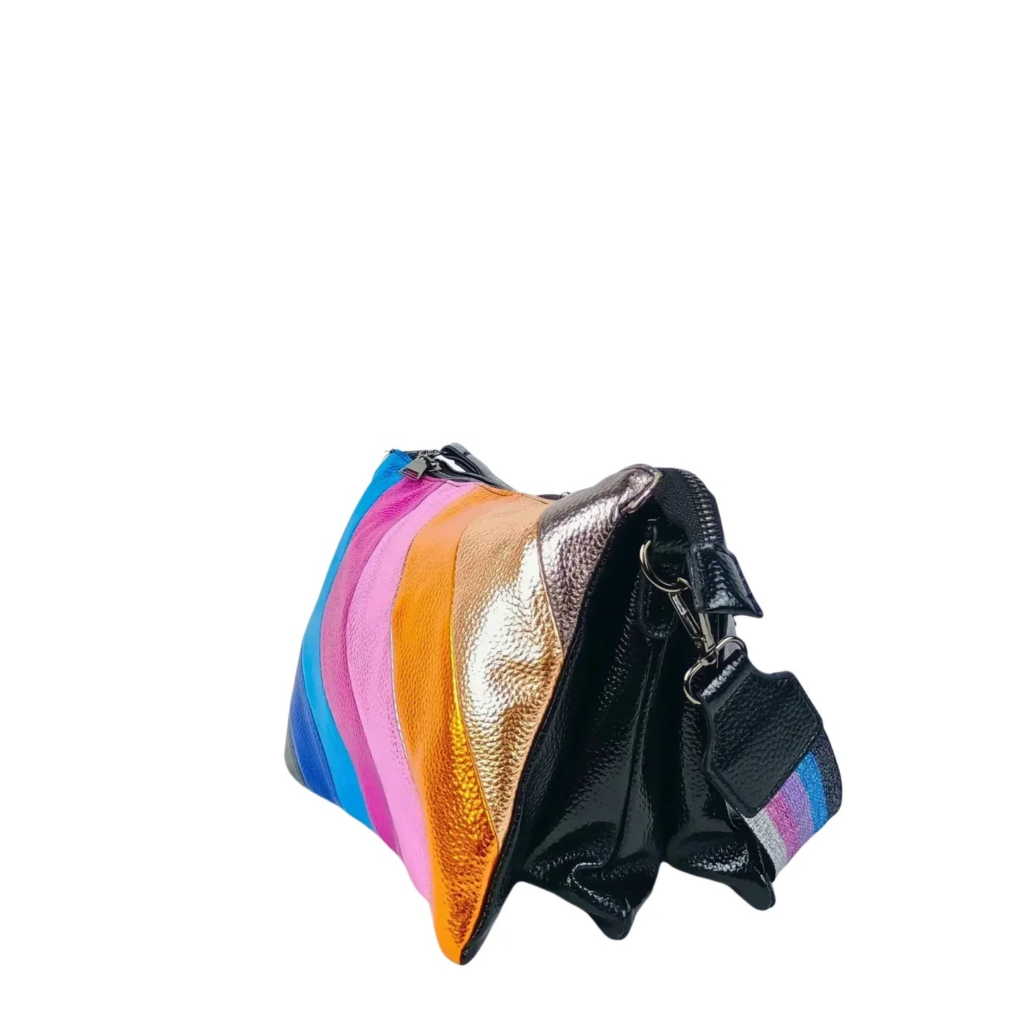 Borsa a Tracolla in Pelle Arcobaleno Metallizzata - borsa tracolla pelle