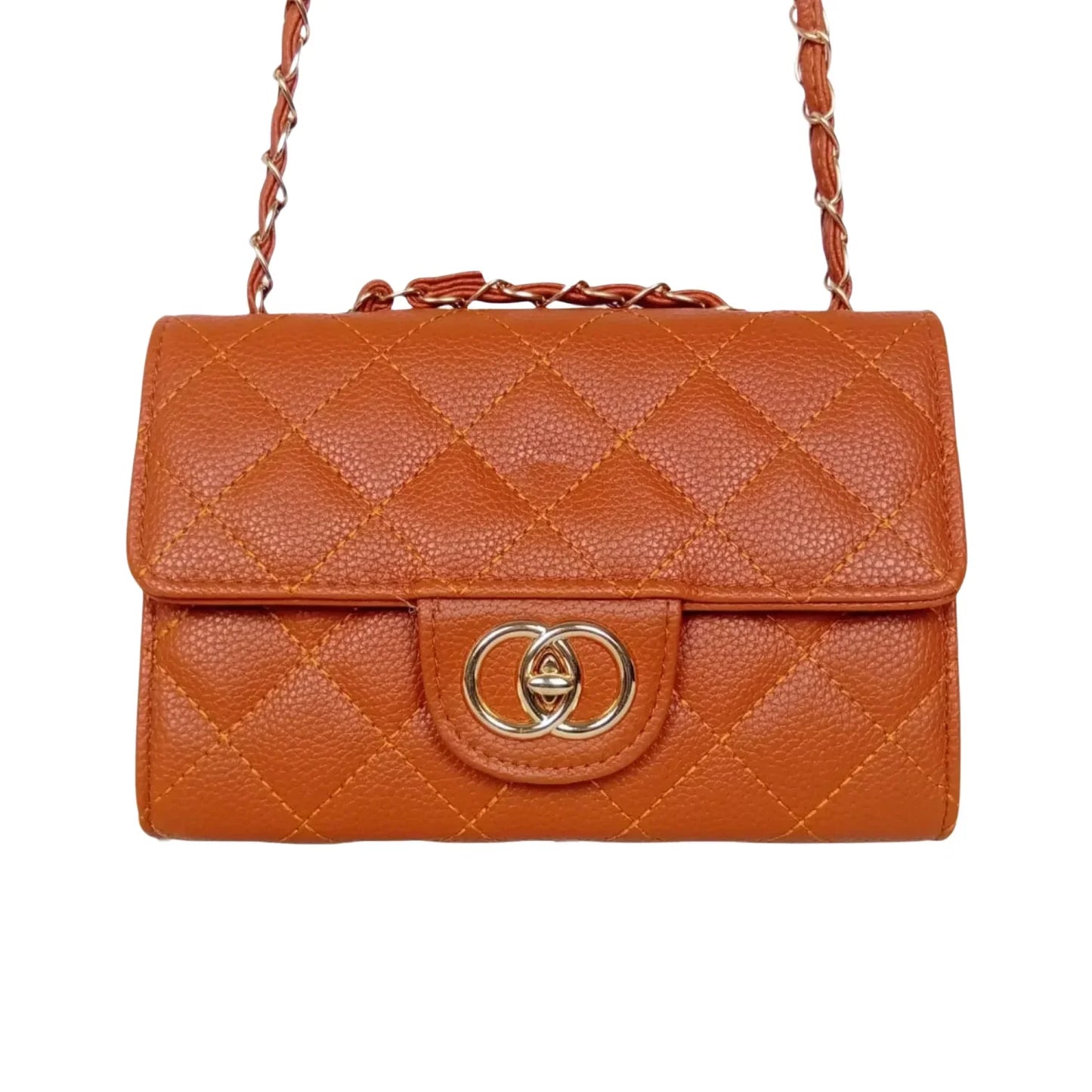 Borsa a Tracolla in Pelle Marrone con Catena - borsa tracolla pelle