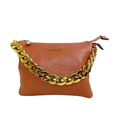 Borsa a tracolla in pelle PU premium con catena dorata - borsa