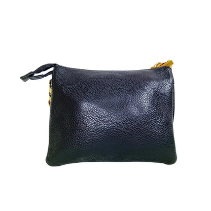 Borsa a tracolla in pelle PU premium con catena dorata - clutch nera