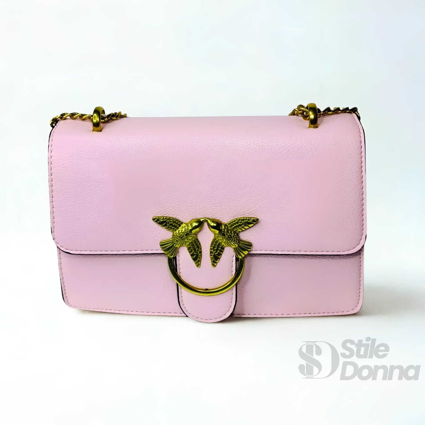 Borsa a Tracolla in Pelle Rosa con Chiusura Uccello - morbida borsa tracolla