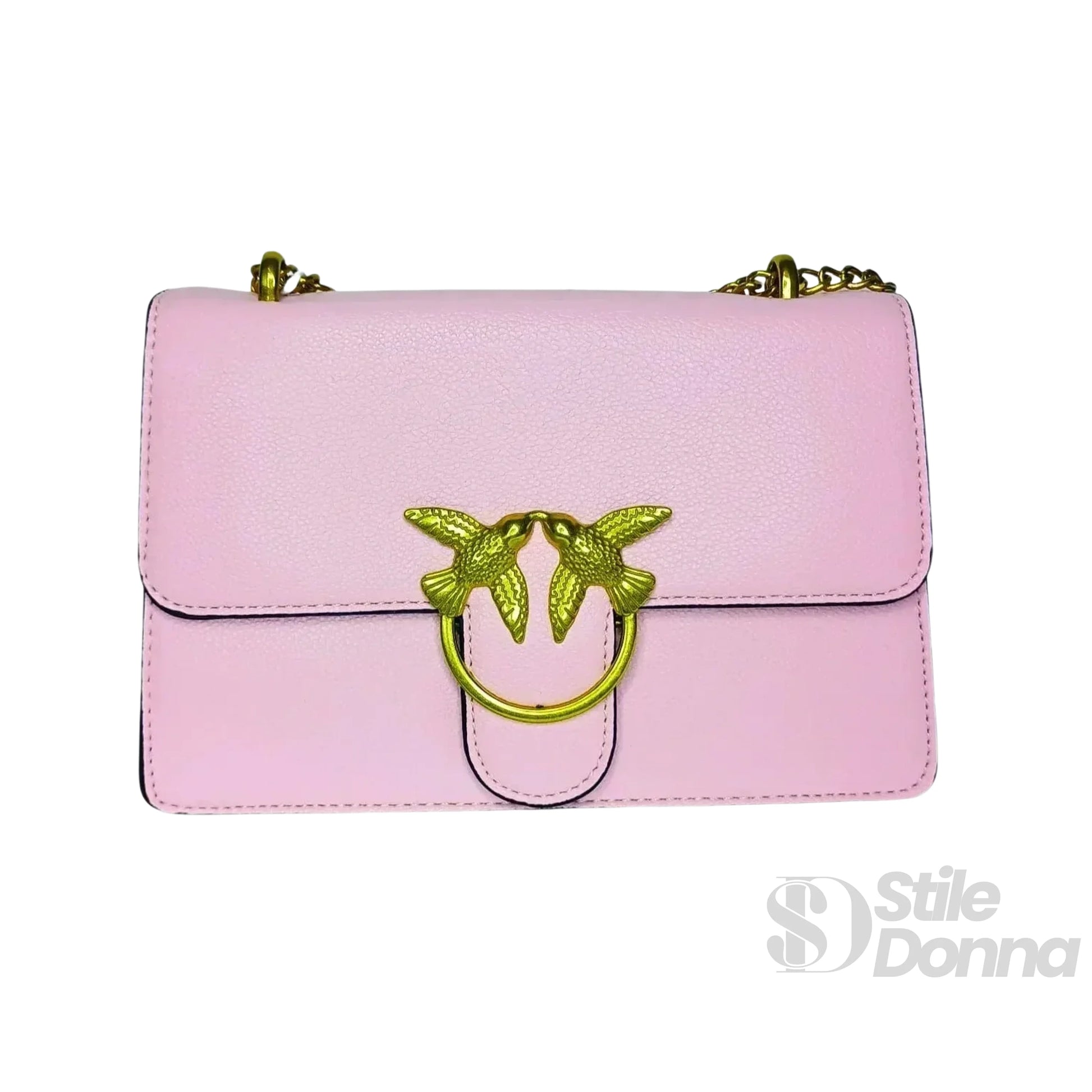 Borsa a Tracolla in Pelle Rosa con Chiusura Uccello - morbida borsa tracolla