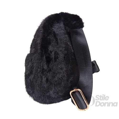 Borsa a tracolla in pelliccia sintetica - borsa finta