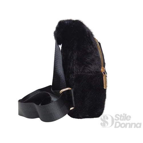 Borsa a tracolla in pelliccia sintetica - borsa finta