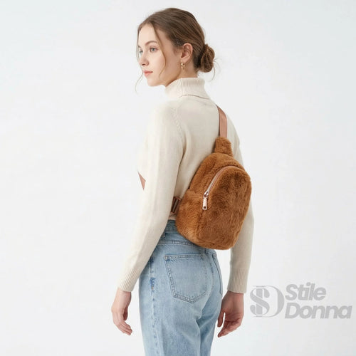 Borsa a tracolla in pelliccia sintetica - zaino mini