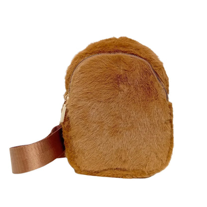 Borsa a tracolla in pelliccia sintetica - zaino mini faux