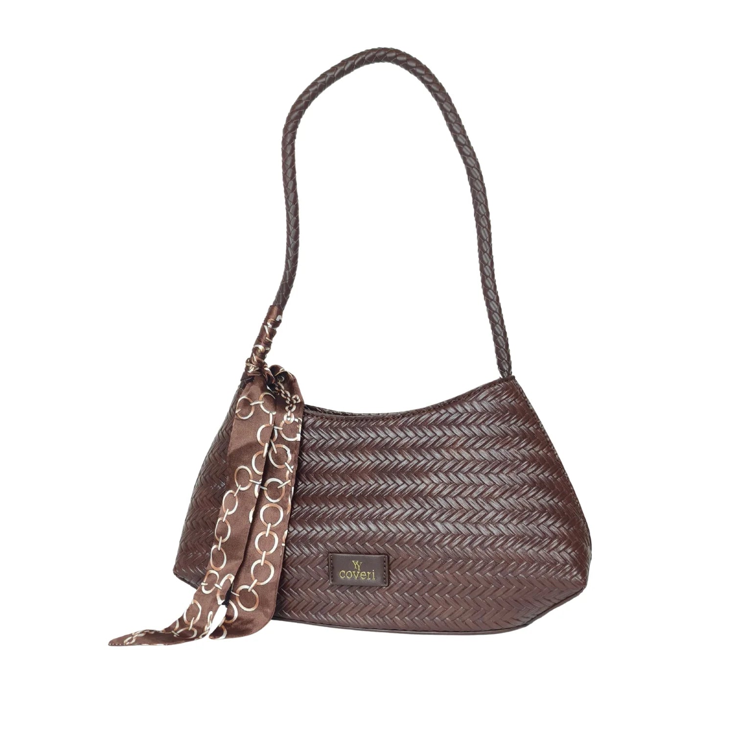 Borsa a Tracolla Intrecciata Argentata con Sciarpa Decorativa - borsa tracolla intrecciata