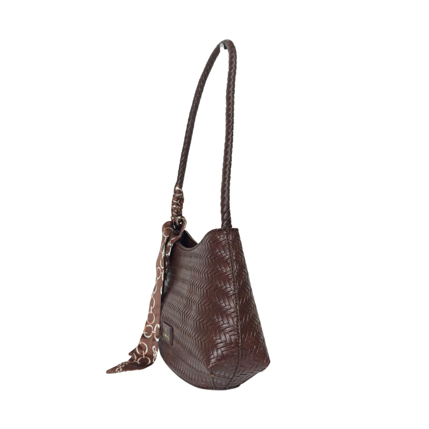 Borsa a Tracolla Intrecciata Argentata con Sciarpa Decorativa - borsa spalla pelle