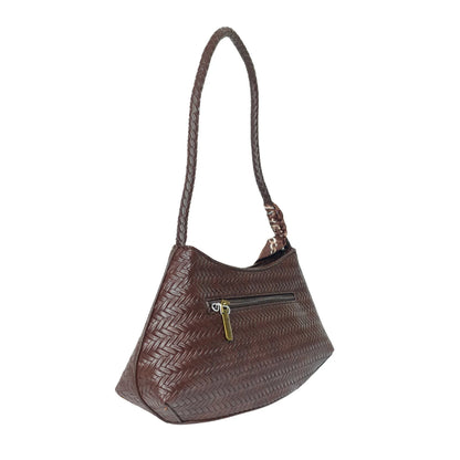 Borsa a Tracolla Intrecciata Argentata con Sciarpa Decorativa - borsa spalla pelle