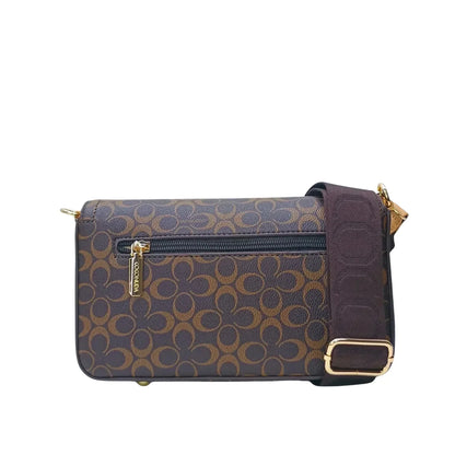 Borsa a Tracolla Marrone in Pelle MS-9723 - borsa tracolla motivo