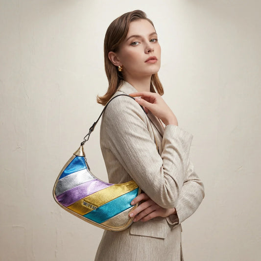 Borsa a Tracolla Righe Rainbow Metallic - borsa tracolla forma