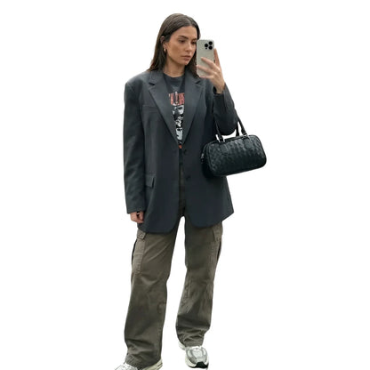 Borsa Barrel in Pelle Intrecciata Nera - borsa pelle nera