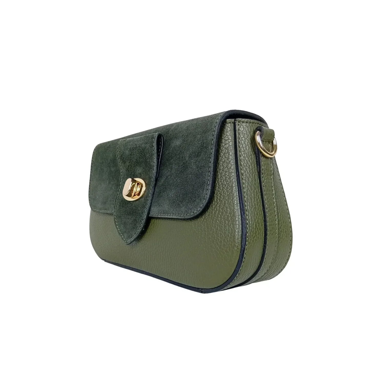 Borsa Bella Nova Crossbody in Vera Pelle e Camoscio - borsa tracolla verde