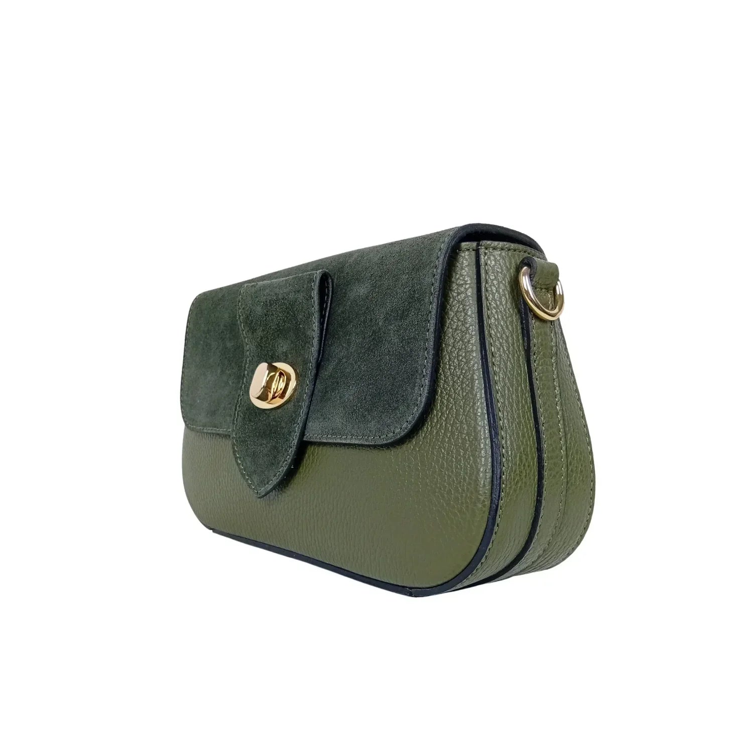 Borsa Bella Nova Crossbody in Vera Pelle e Camoscio - borsa tracolla verde