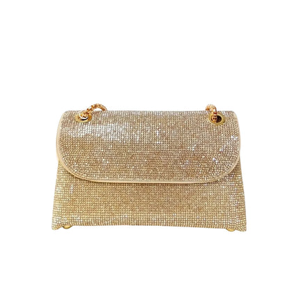 Borsa Clutch con Patta e Strass Dorati - scintillante borsa clutch