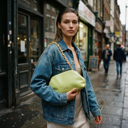 Borsa Clutch Coveri Verde Lime in Morbida Pelle PU - borsa tracolla pelle