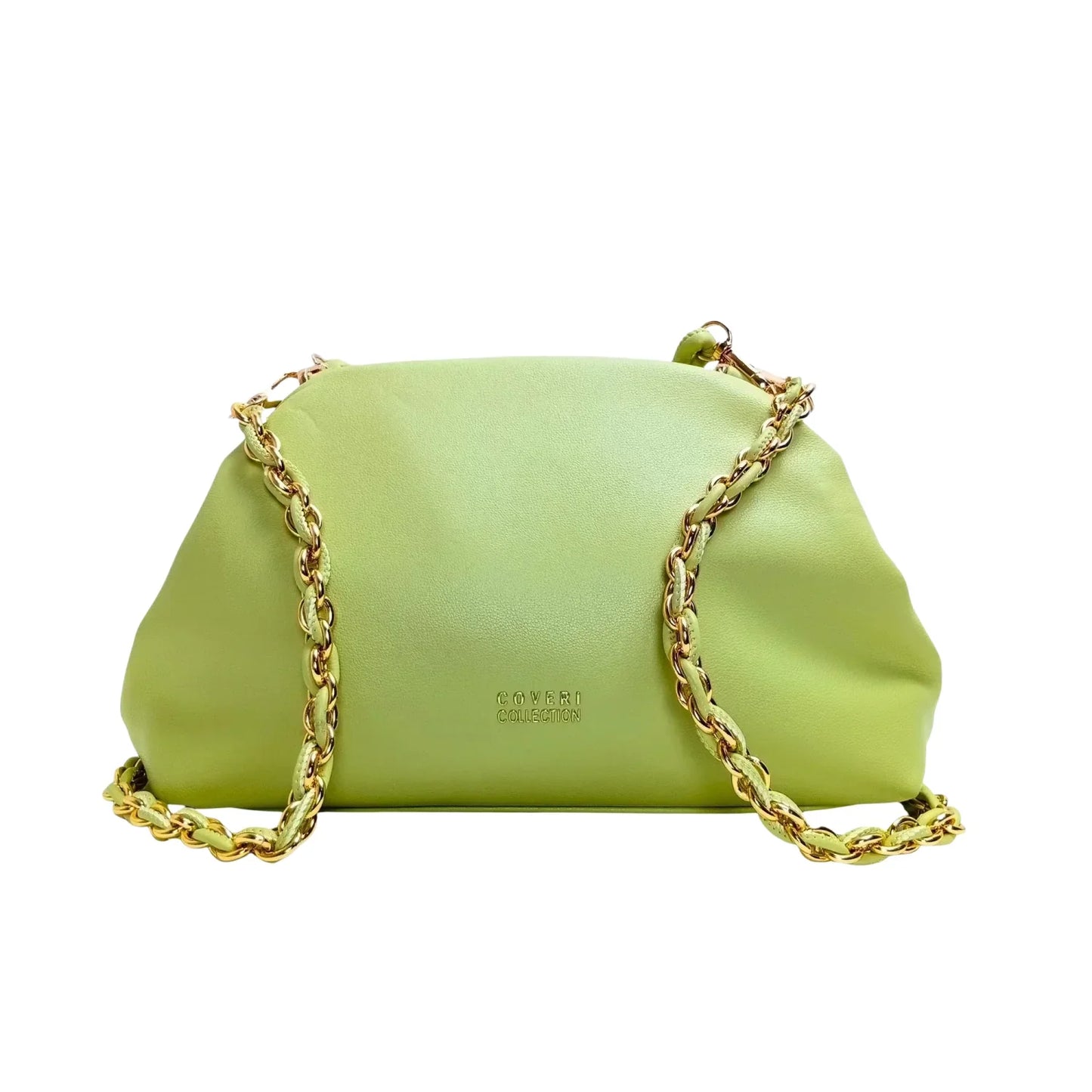 Borsa Clutch Coveri Verde Lime in Morbida Pelle PU - borsa tracolla pelle
