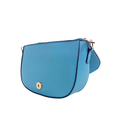 Borsa Crossbody in Pelle Azzurra con Chiusura Magnetica - borsa tracolla pelle