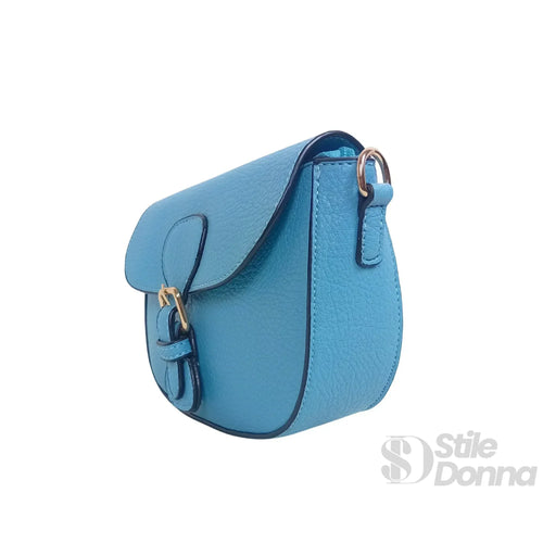 Borsa Crossbody in Pelle Azzurra con Chiusura Magnetica - borsa tracolla pelle