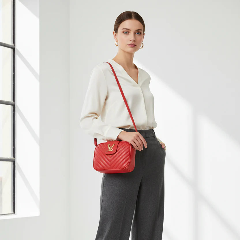 Borsa Crossbody in Pelle Trapuntata Rossa LV - borsa tracolla pelle