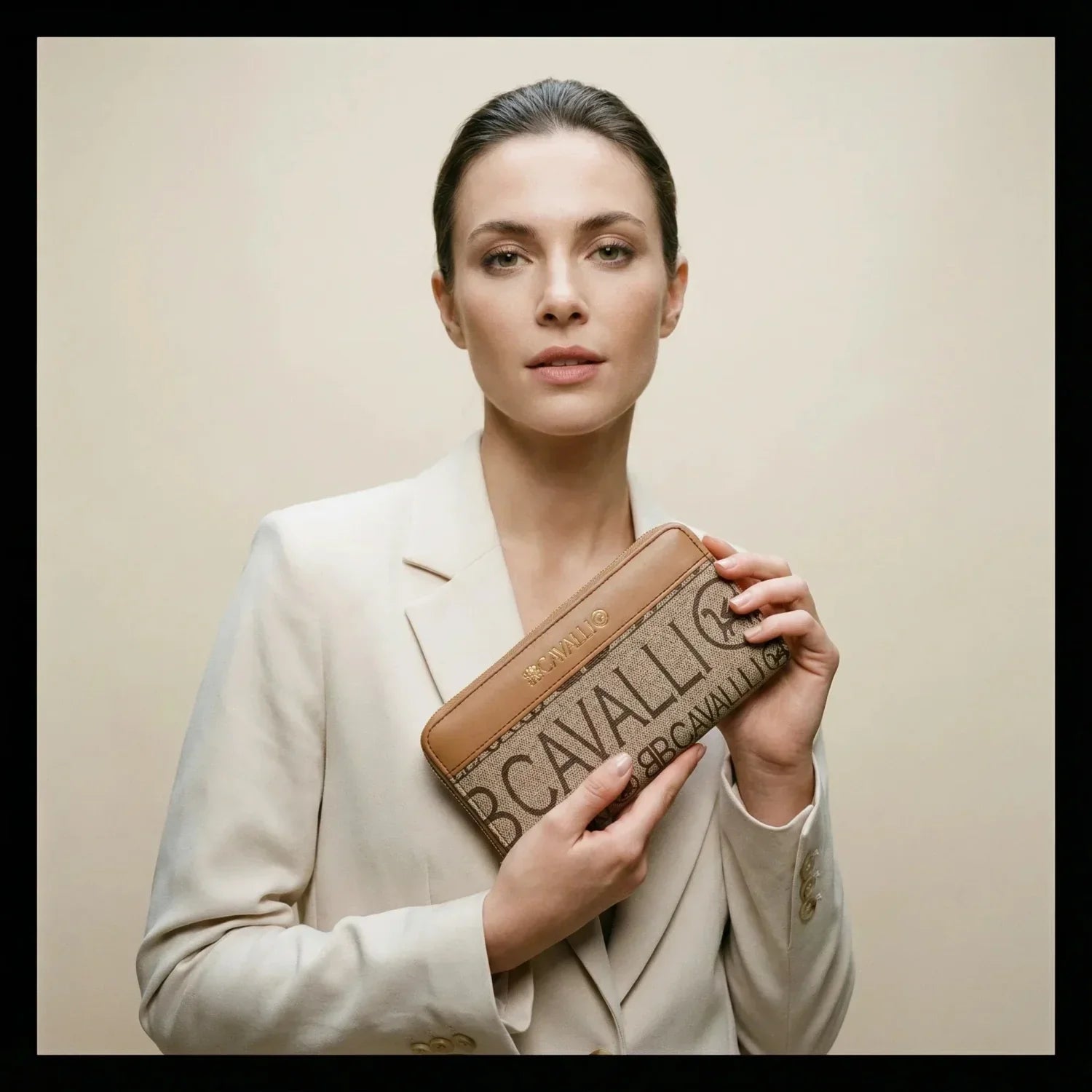 Borsa da Donna a Portafoglio con Logo Cavalli - portafoglio pelle marrone