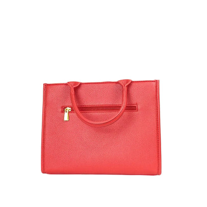 Borsa da Donna in Pelle Rossa con Ricamo Floreale - borsa testurizzata corallo