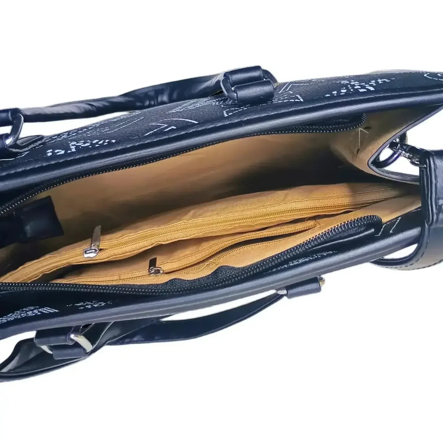 Borsa da Donna Nera di Design con Stampa e Tracolla - borsa tracolla pelle