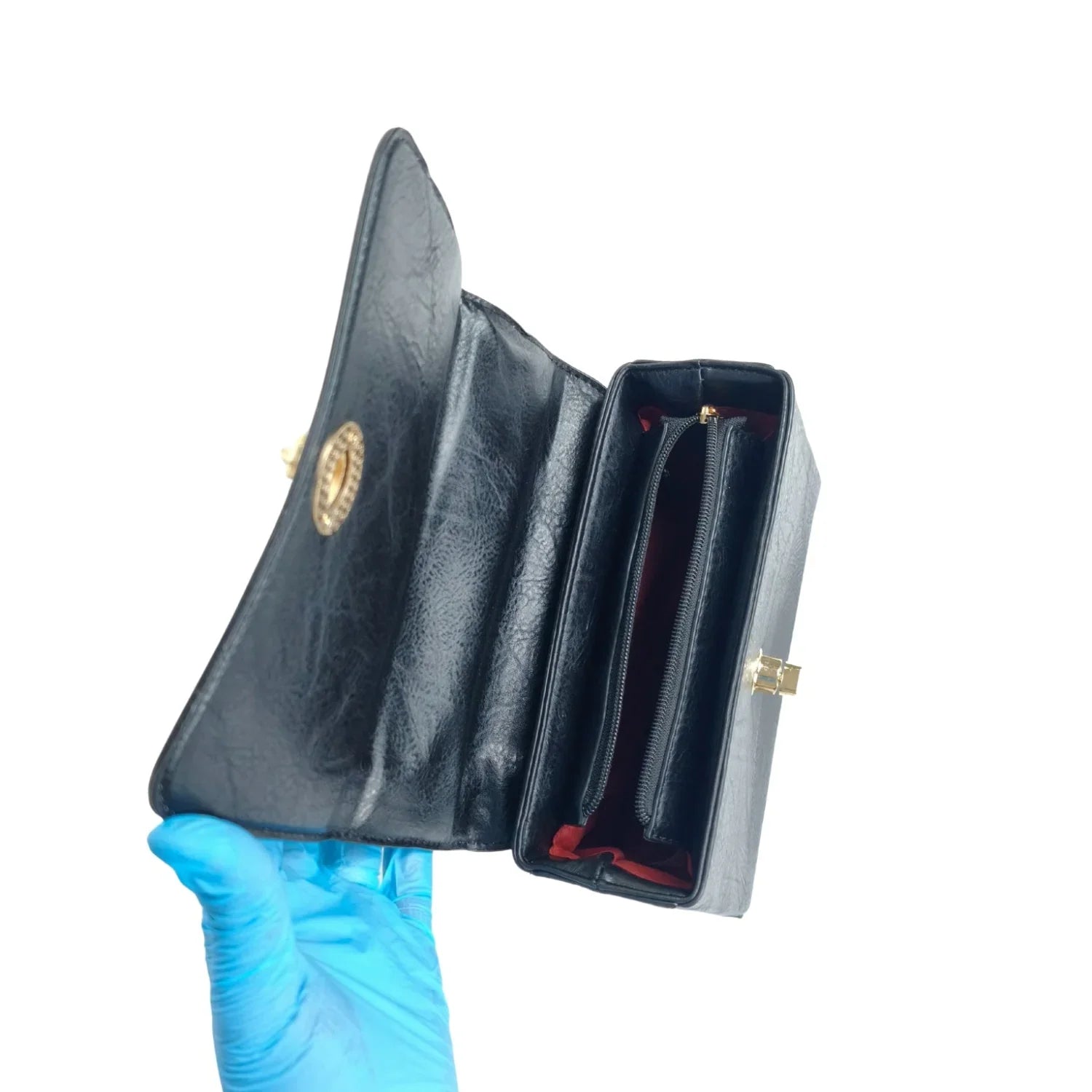 Borsa da donna versatile con tracolla rimovibile - clutch pelle nera