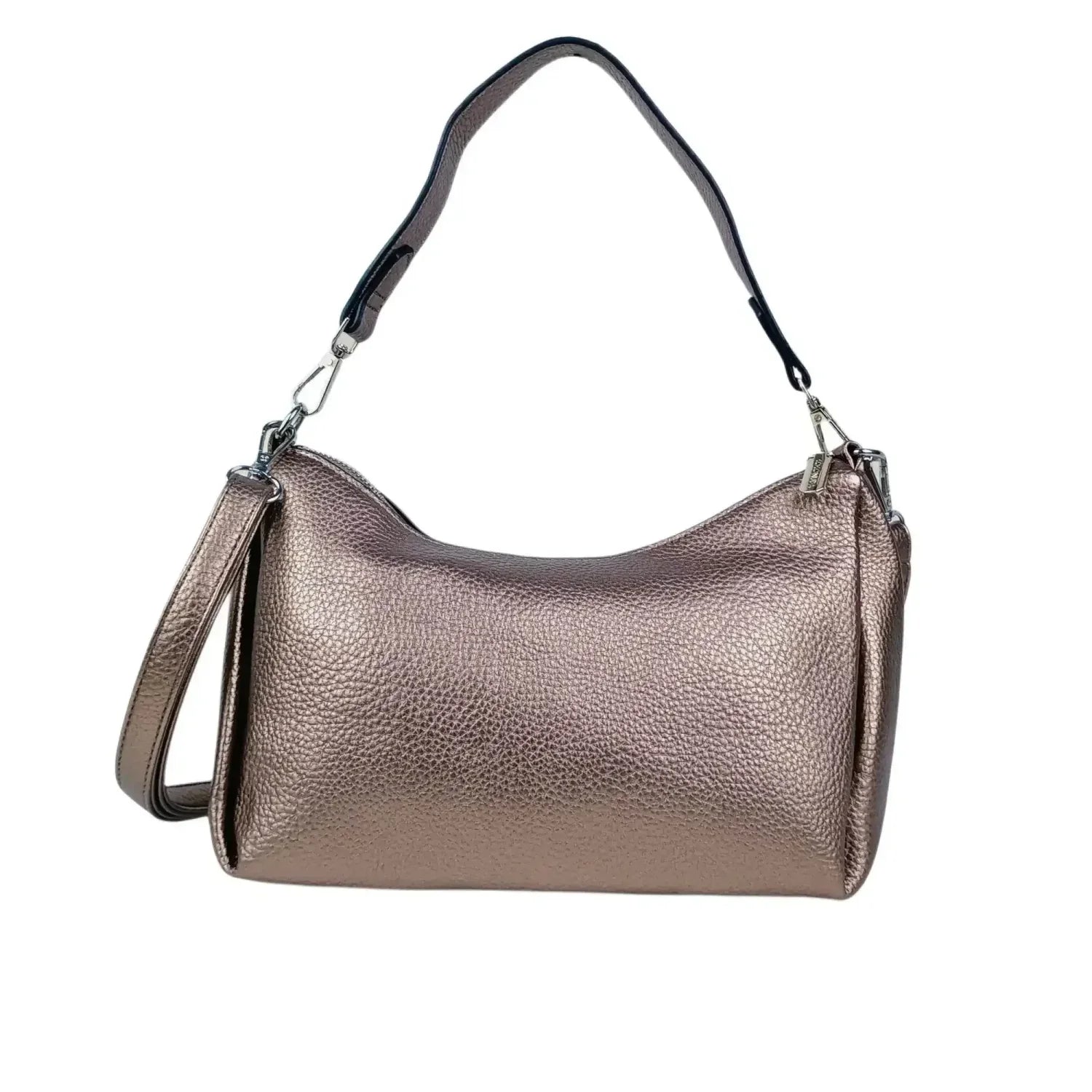 Borsa Donna in Pelle Rosa Oro Metallizzato con Perline - borsa hobo pelle